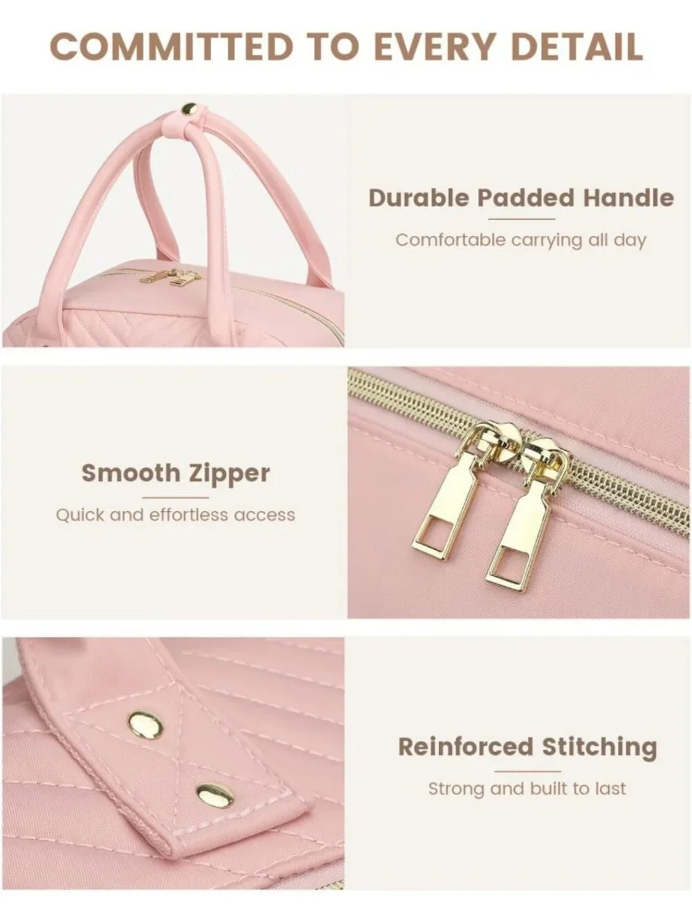 Stylish Baby Diaper Bag Backpack with Insulated Pocket & Pacifier Case - Pink